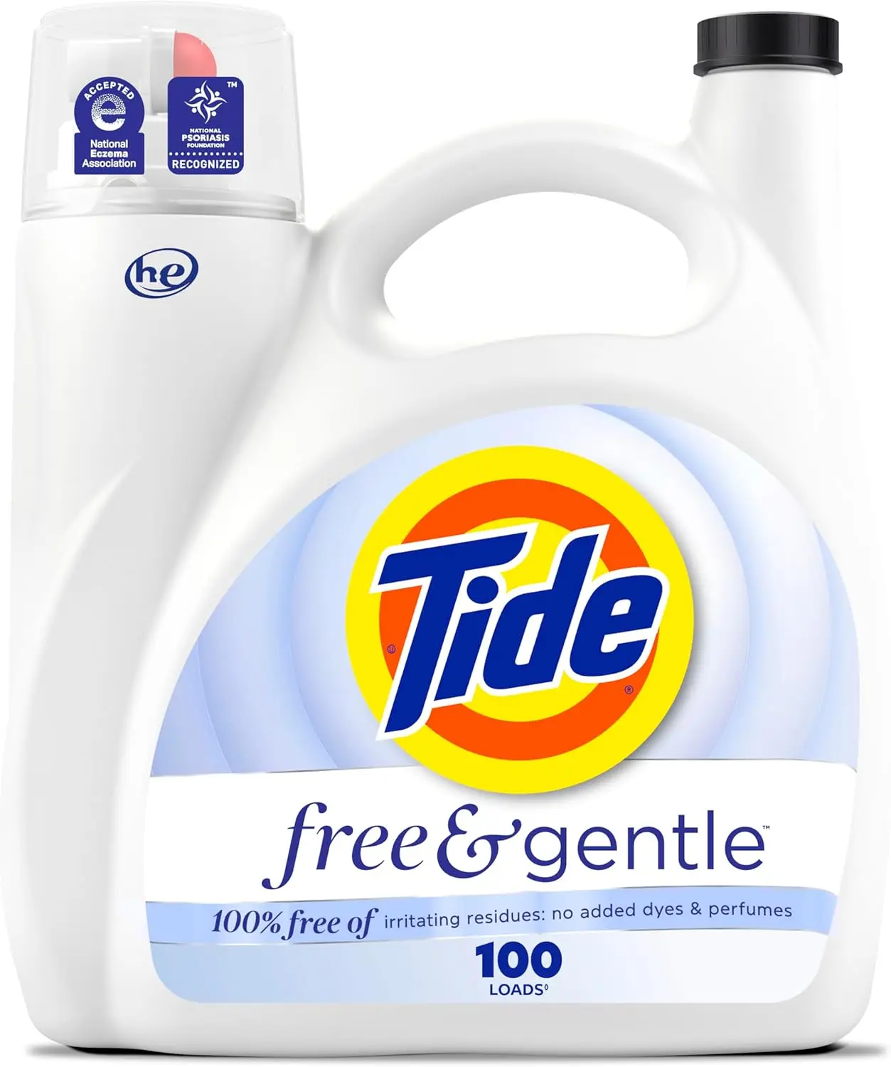 

Free & Gentle Liquid Laundry Detergent, 100 Loads, 132 fl oz, Hypoallergenic and Fragrance-Free for Sensitive Skin