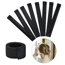 Black Hair Bun Makers 4 Pcs, Fold Wrap Snap-Hair Bun Snap Roll Bun Tool,Ballet Bun Maker for Women