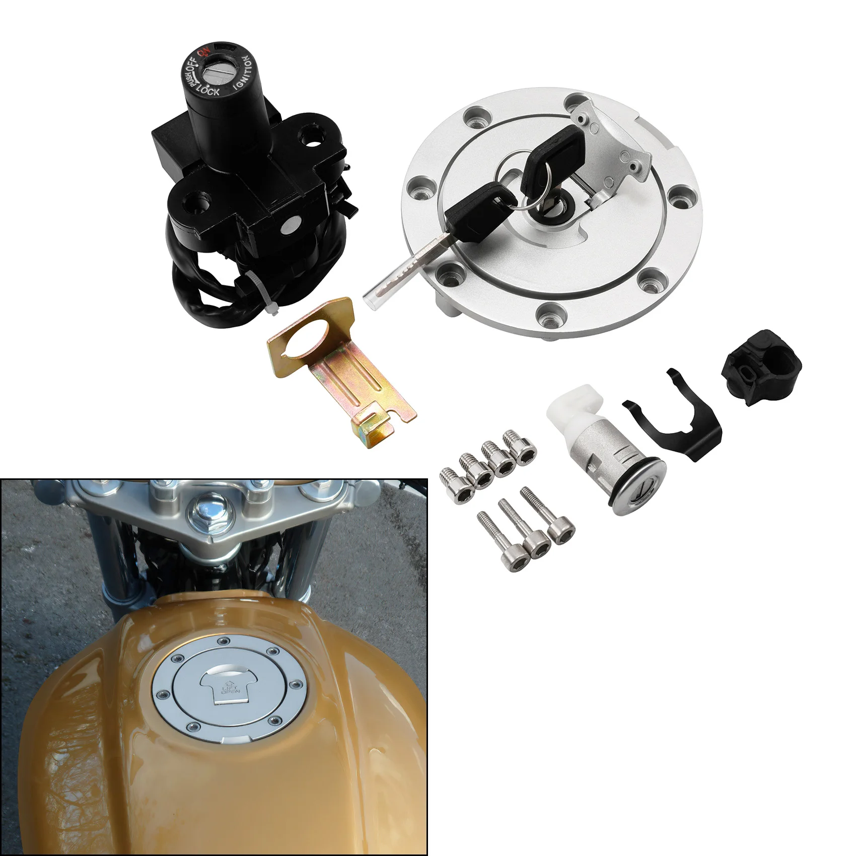 Fuel Gas Cap & Ignition Switch Lock Key Set For Honda CB400 CB 400 1993-1998 Motorcycle