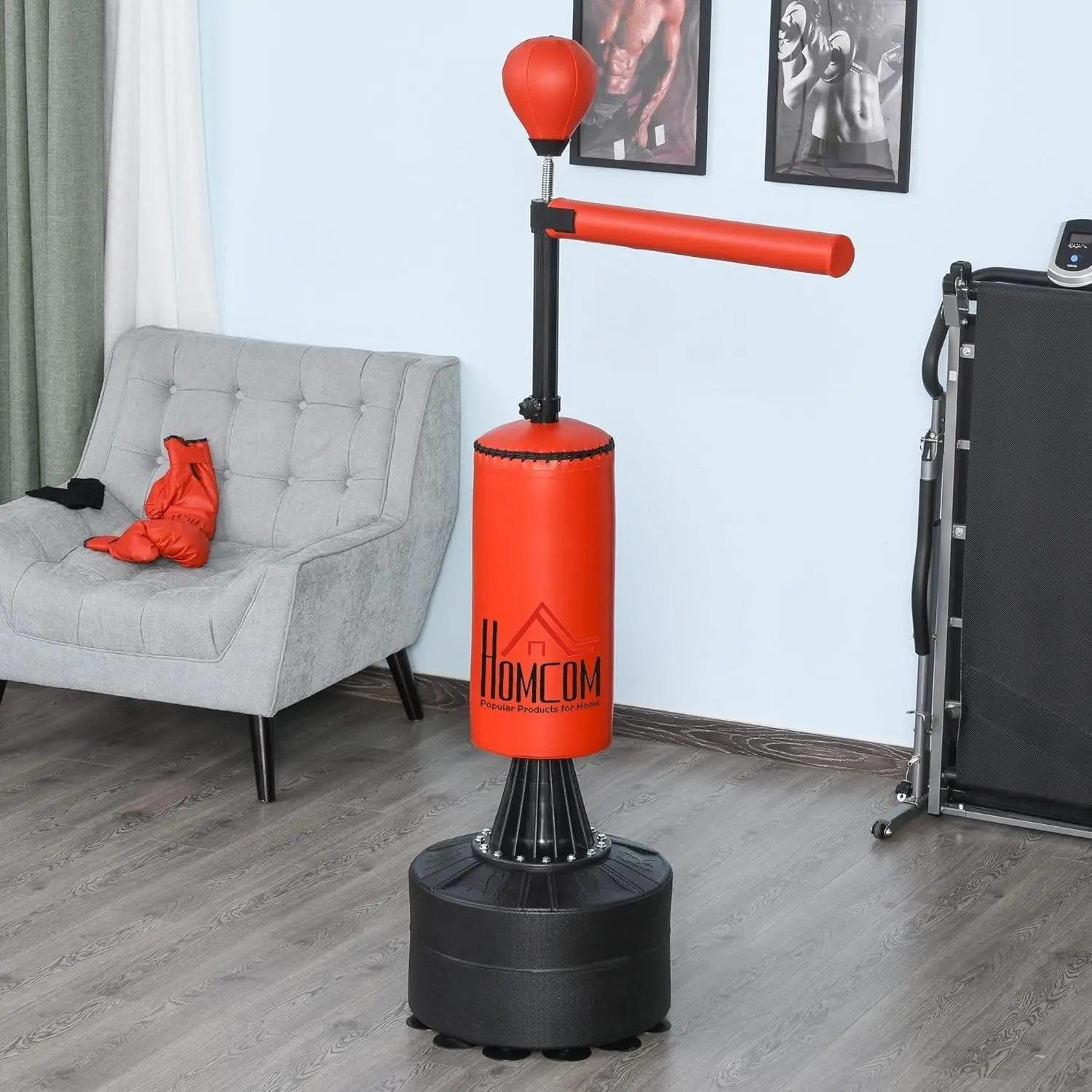 Boxing Bag, Freestanding Punching Bag with Speed Ball, Rotating Boxing Bar and Gloves, Weighted Base, for Adult and Kids