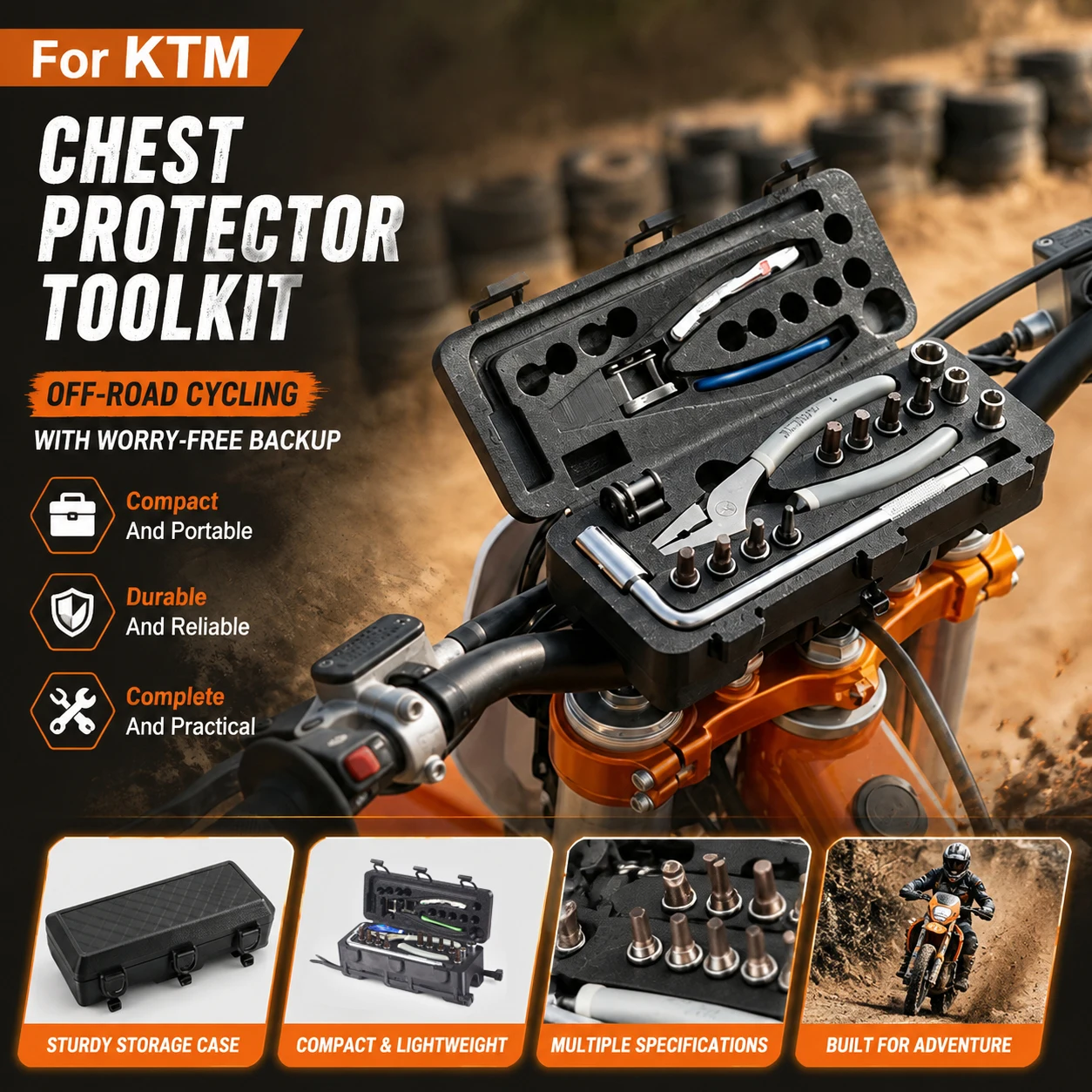 for KTM Husqvarna GASGAS Off-Road Motorcycle Specialized Toolbox Chest Protector Toolkit Multifunctional Repair Kit