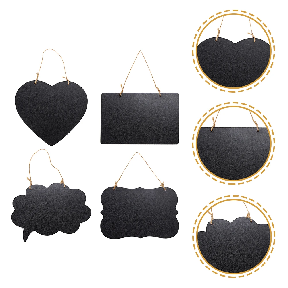 

4pcs Creative Wooden Chalkboards Double Sided Message Board Hanging Blackboard Decoration For Home Wedding Party School Easy