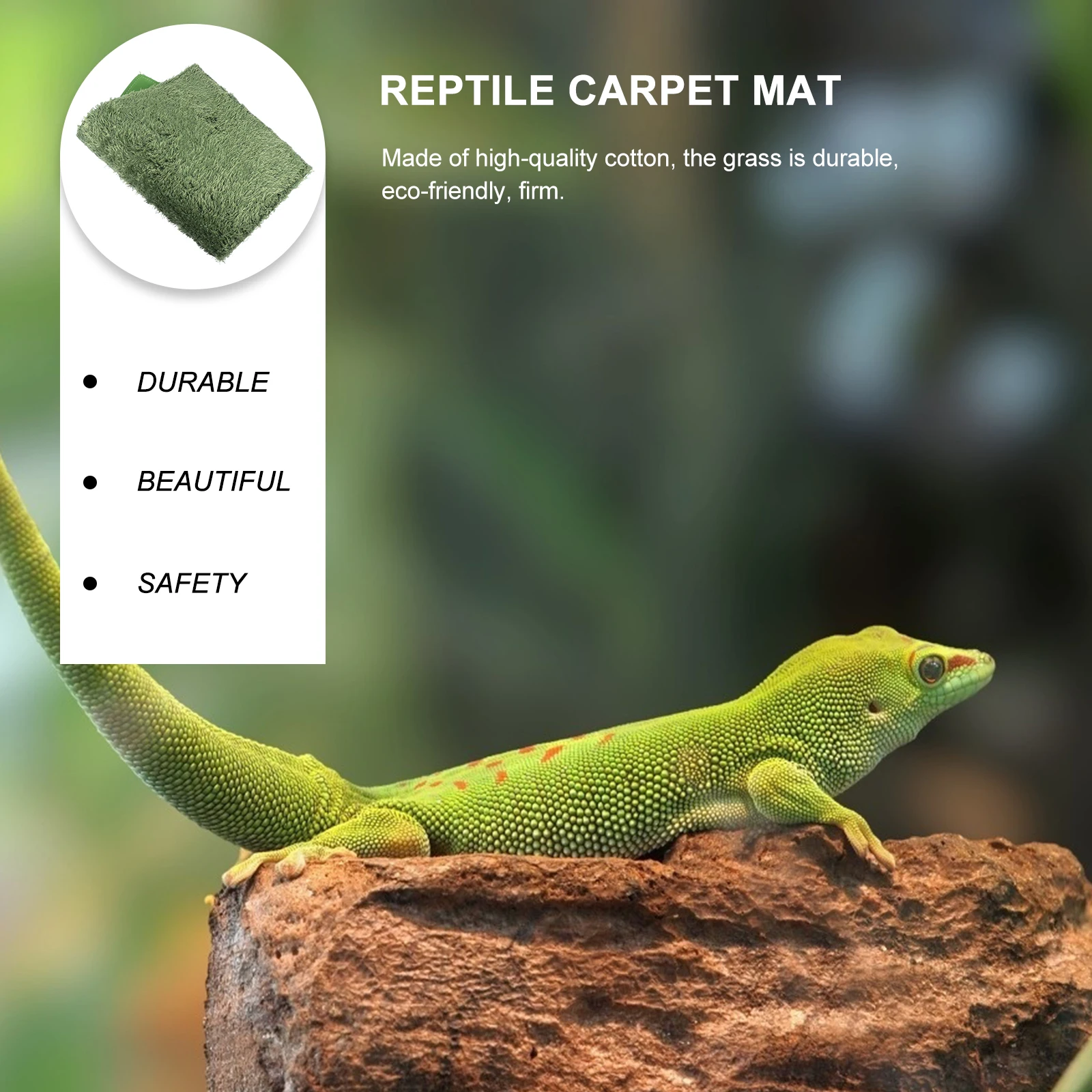 

2Pcs Tortoise Carpet Reptile Habitat Mat Imitation Crawler Mats Moisture Proof Non Slip for Aquarium Terrarium Lining