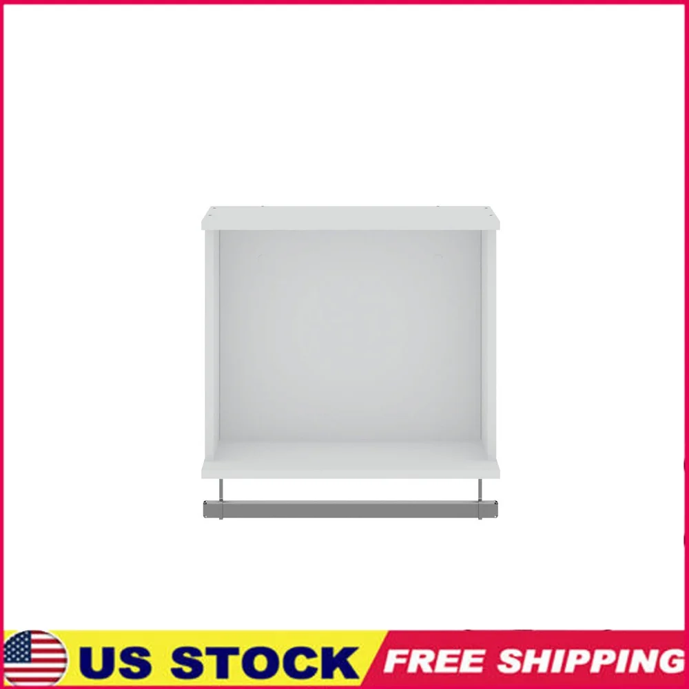 

Mid-Century Modern Floating Closet System with Metal Rod Upper Shelf Bedroom Storage Wall Mounted Solution