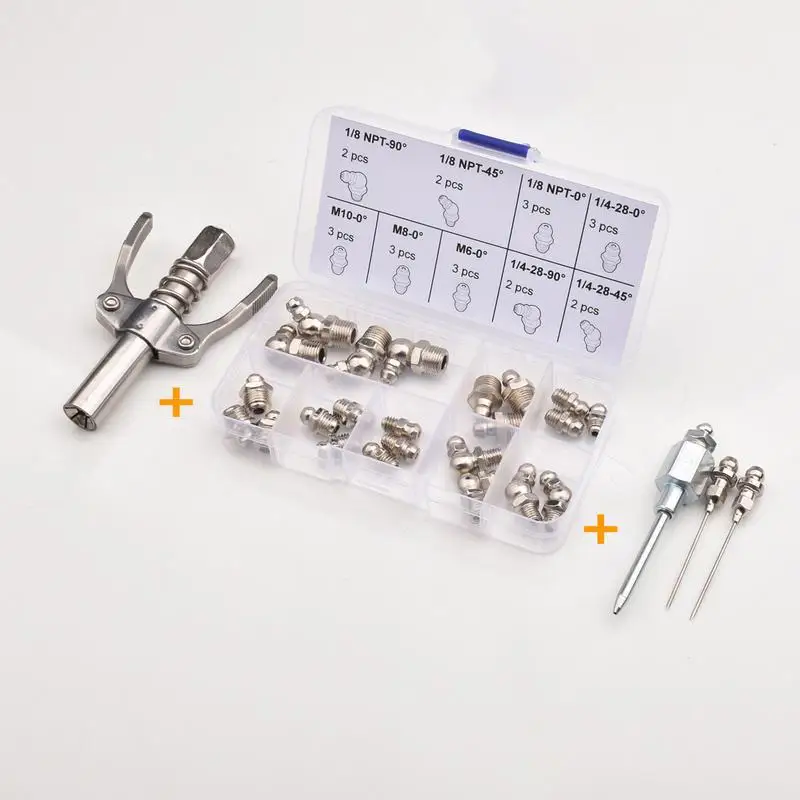 

Grease Coupler Kit for NPT1/8 Oil Pump Adapter Quick Release Grease Tip Tool Car Syringe Lubricant Tip Grease Nozzle Repair Tool