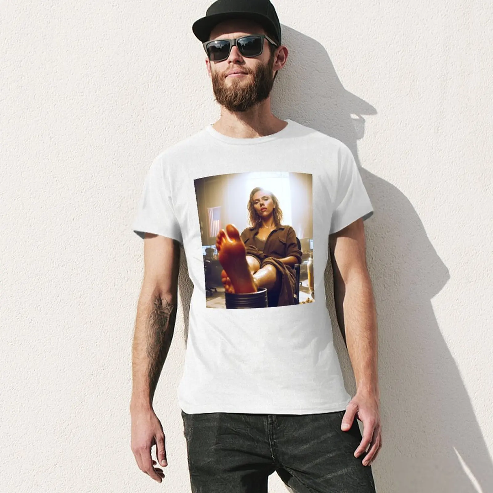Scarlett Johansson hot T-Shirt funnys Short sleeve tee mens white t shirts image 3