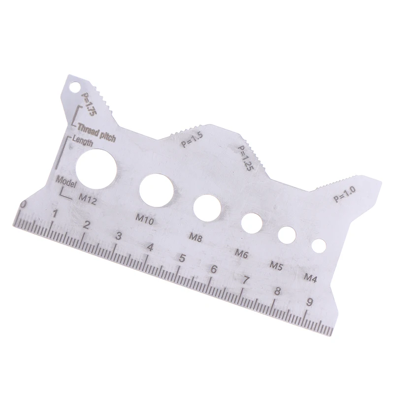 Bolt Measuring Tool Bolt Thread Stainless Steel Sizer Flat Double-Sided Screw Measuring Device For Pattern Jewelry Watch