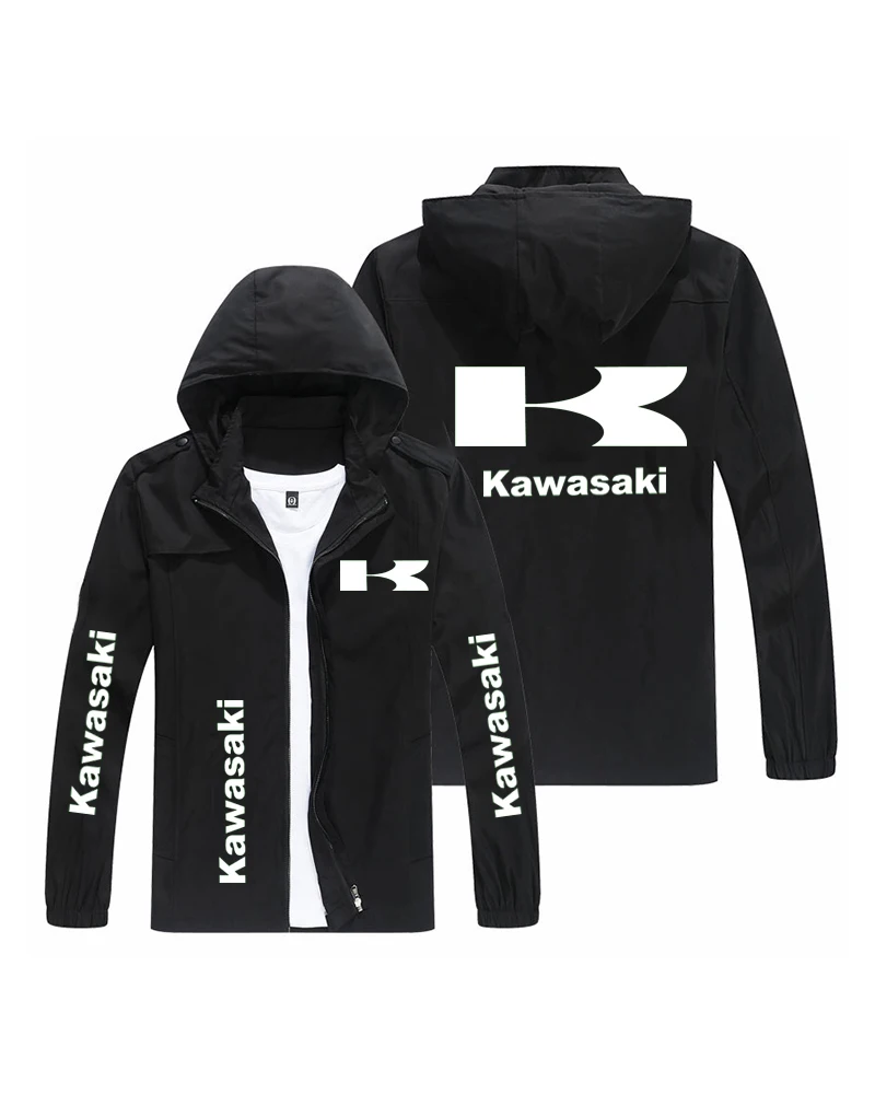 Cross border men's Kawasaki racing sports hooded jacket casual loose print unisex jacket jacket