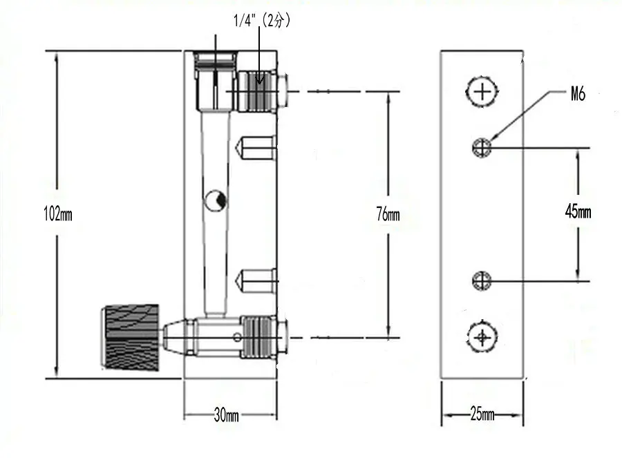 1-10 2-20 3-30 4-40 5-50 6-60 LPH LZM-6T  Water Flowmeter Rotameter With Control Valve 8mm PU Tube Push In