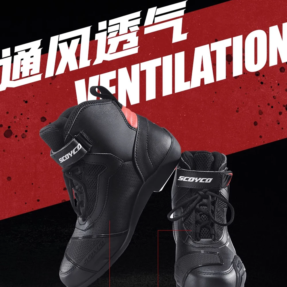 Breathable Men's Biker Boots Wear-resistant Motorcycle Boots Anti-slip Motocross Shoes Anti-fall Motorcycle Equipment For Summer