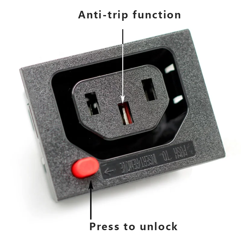 IEC 320 C13 15A 250VAC Panel Mount Female Connector Lock Power Outlet for Industrial PDU NFC Compatible Mainland China