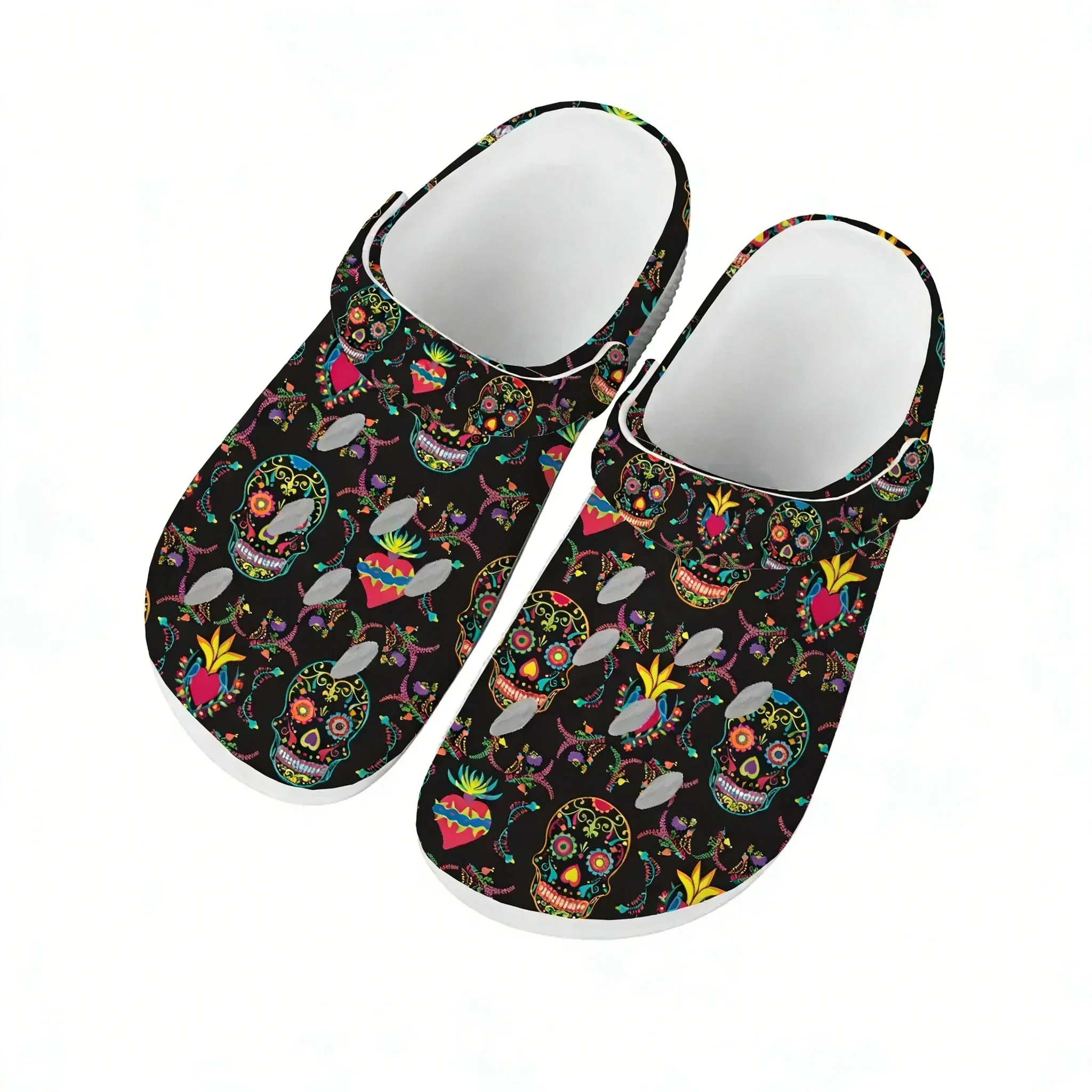 Retro Sugar Skull Water Shoes Men Women Teenager Comfortable Home Garden Clogs Custom Sandals Beach Breathable Hole Slippers
