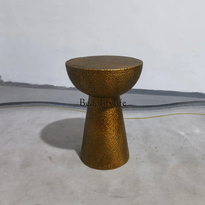 Minimalist Forged Copper Concave-Convex Texture round Small Edge Small round Side Table