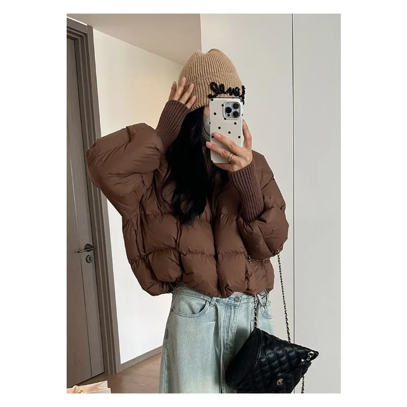 Модная хлопковая пуховая куртка для женщин, новинка 2024, зимняя свободная и простая куртка с бейсбольным воротником, короткая повседневная куртка