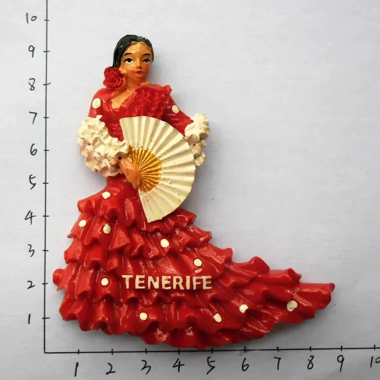 Fridge Magnet Tenerife Spain Barcelona Tourism Souvenirs Flamenco Dancer  Malaga Refrigerator 3D Magnetic Stickers Gift Ideas