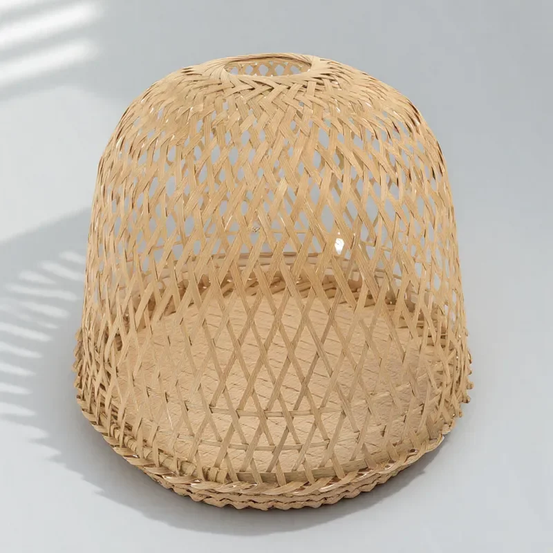 Bamboo Lamp Shade Vintage Pendant Light Cover for Ceiling Hanging Floor Table Lamp 5Cm Central Hole Soft Light Eye Comfort