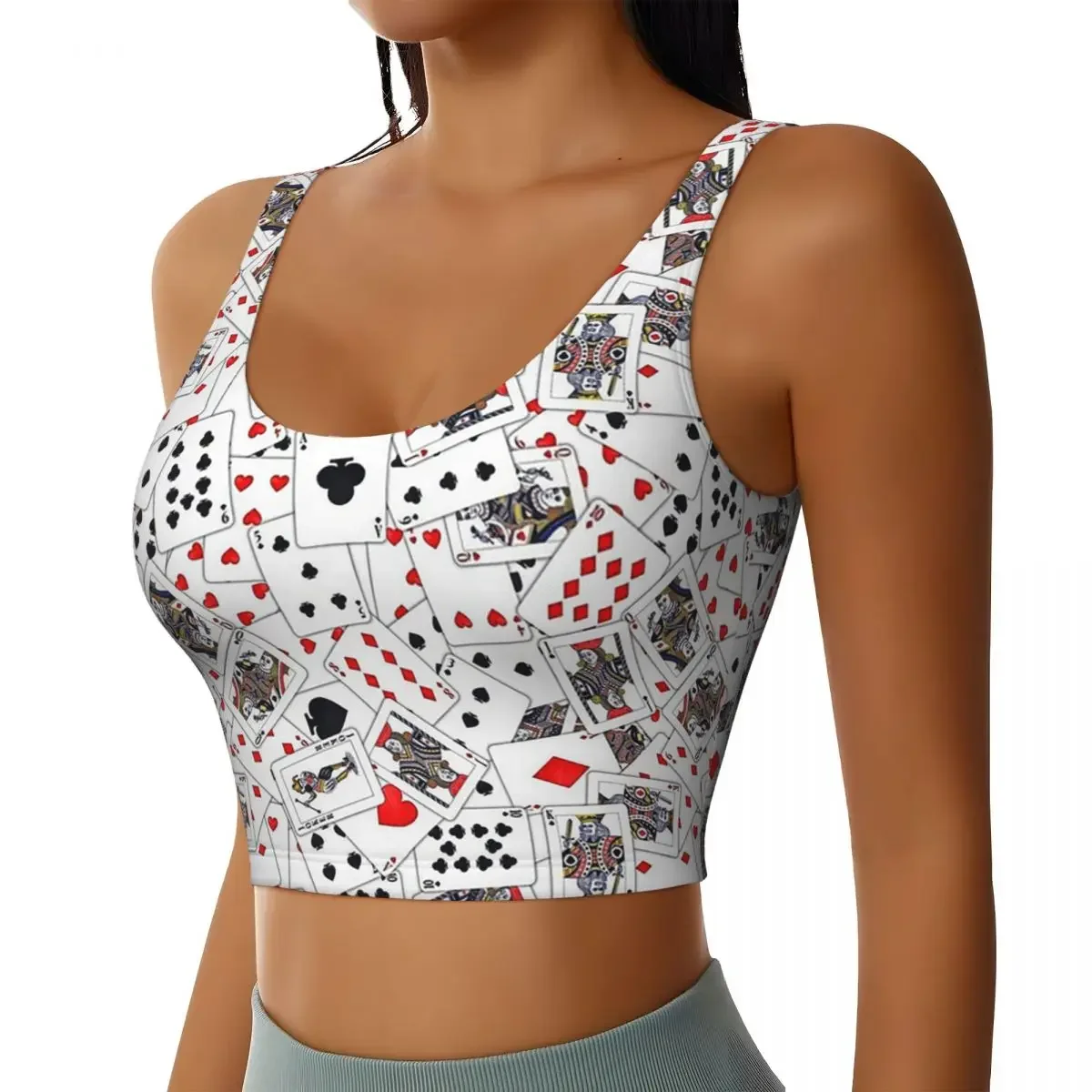 Custom Playing Cards Women Sports Bra High Impact Vest Gym Workout Yoga Crop Tank Top