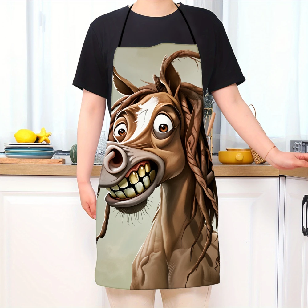 Funny Horse Cartoon Apron With Dreadlocks Design For Cooking And Baking