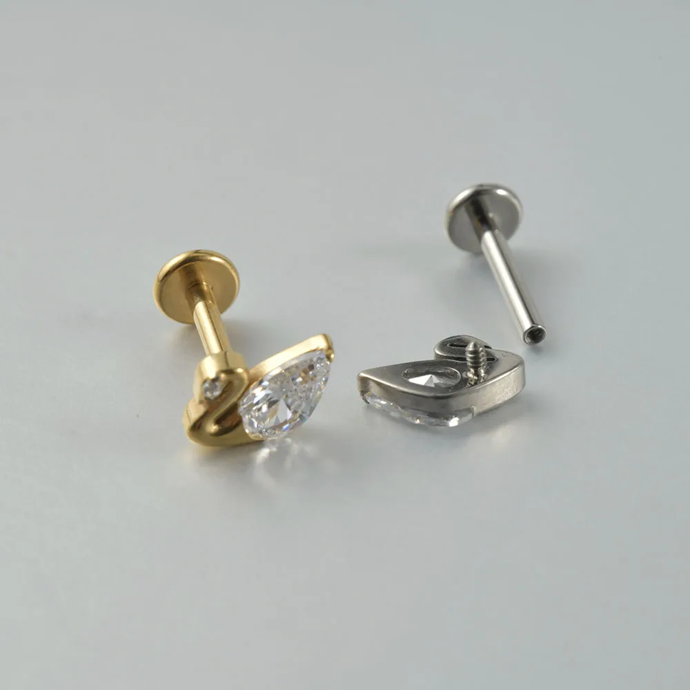 Women's Titanium CZ Ear Cartilage Labret Stud Earring