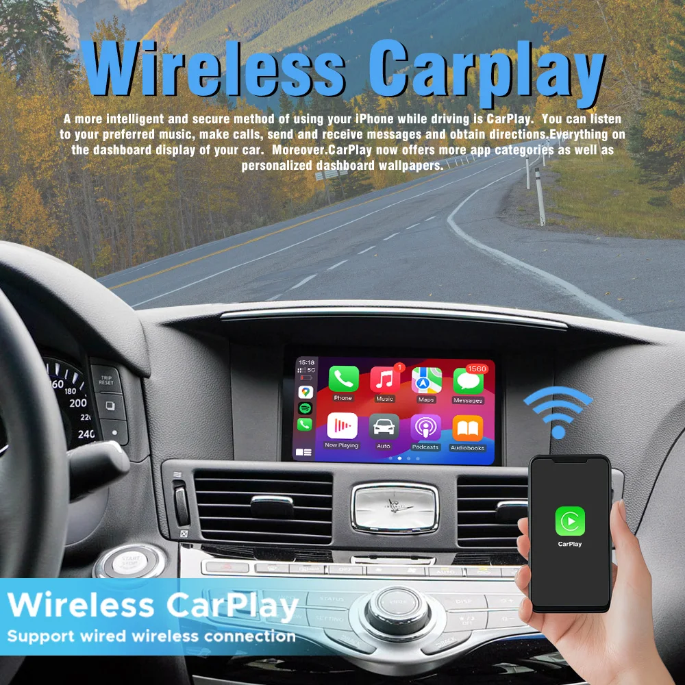 2013-2019 Infiniti Q70 Q70L Q70S Wireless CarPlay Android Auto Support GPS Navi Music Airplay Camera Mirror Link Apple Car Play