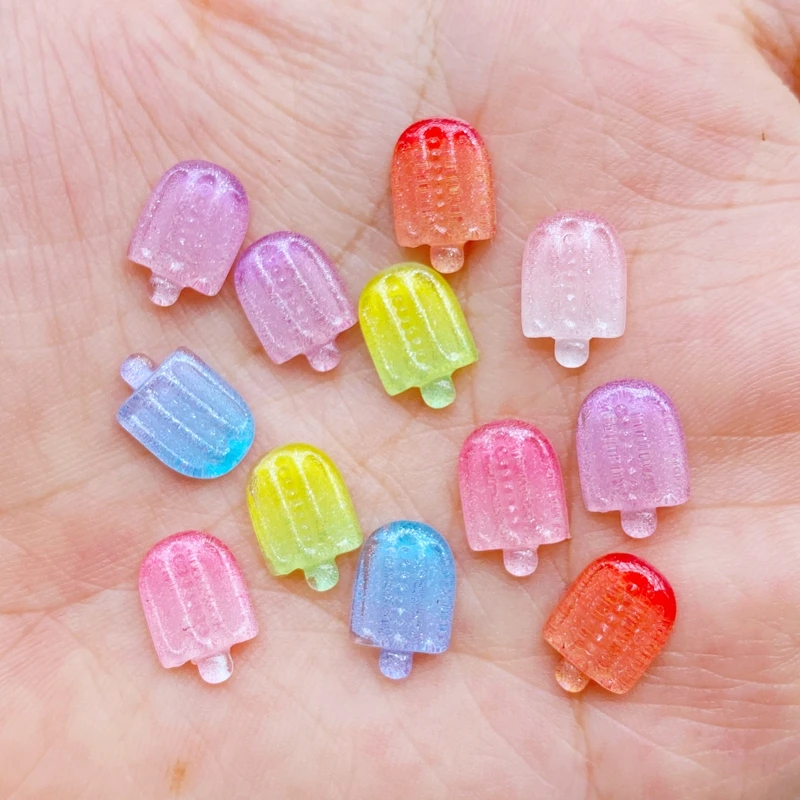 50pcs Kawaii Cartoon Mini Popsicle Nail Rhinestones Gems Glitter Acrylic Nail Art Jewelry Manicure Nail Decoration Accessories