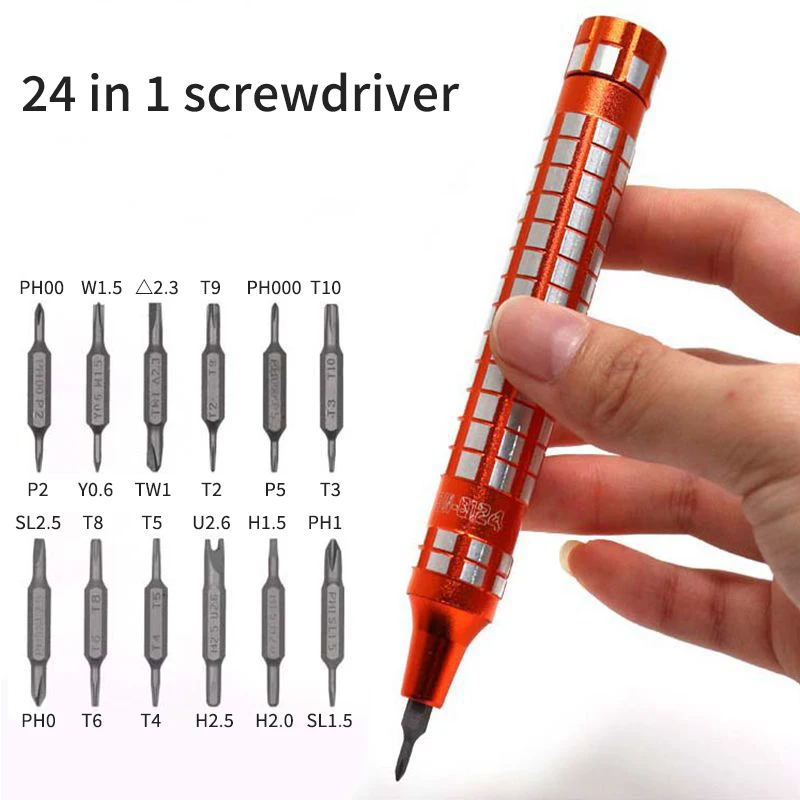 24 in 1 Pen Style Screwdriver Set with Double End Mini Precision Tool Kit for Phone Computer Repair Mobile Device Maintenance
