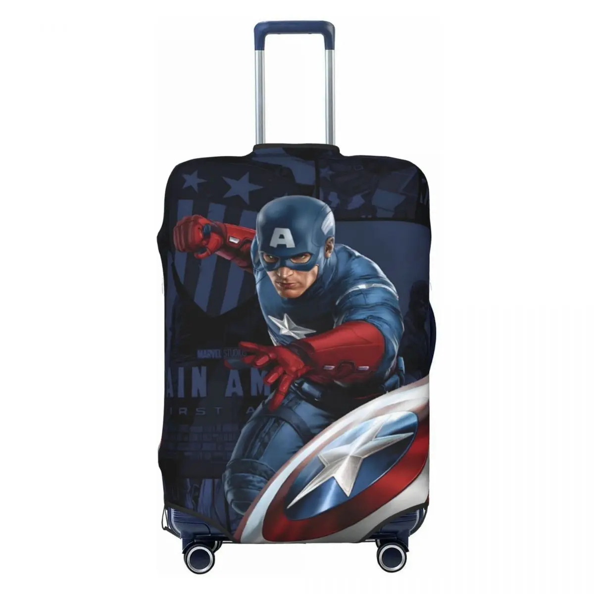 

Custom Cartoon Captain America Travel Luggage Cover Elastic Cool Superhero Suitcase Cover Protector Fit 18-32 Inch