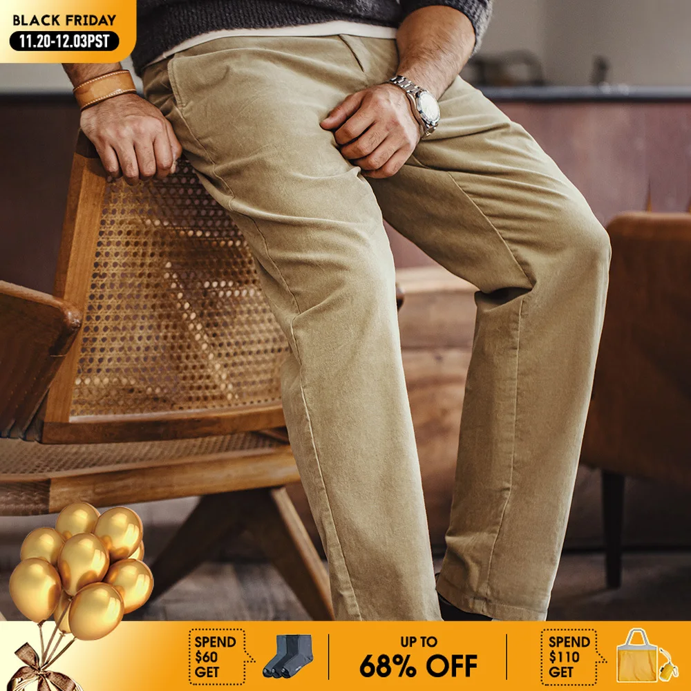 

Вельветовые брюки цвета хаки Maden в стиле ретро с эластичной резинкой на талии, повседневные длинные брюки прямого кроя, универсальные брюки свободного покроя на весну и осень