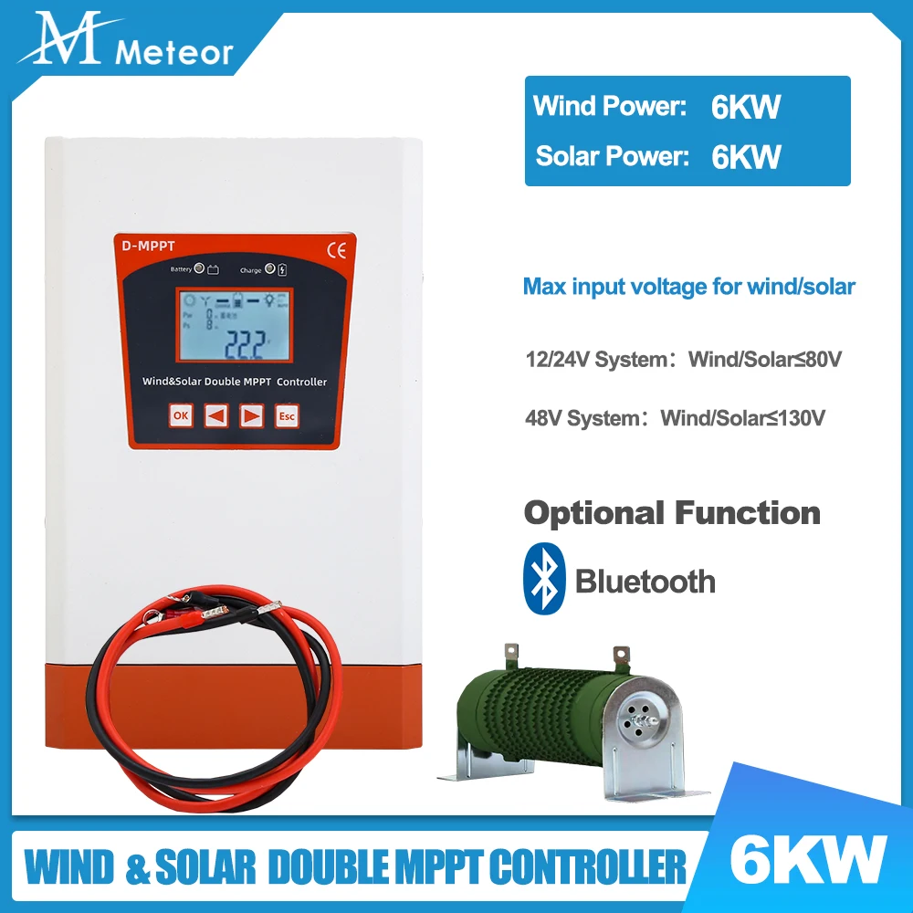 Double MPPT Charge Controller Solar & Wind Hybrid System 6000w 12v 24v & 24v 48v Auto Regulator Home Use Wind Turbine Generator