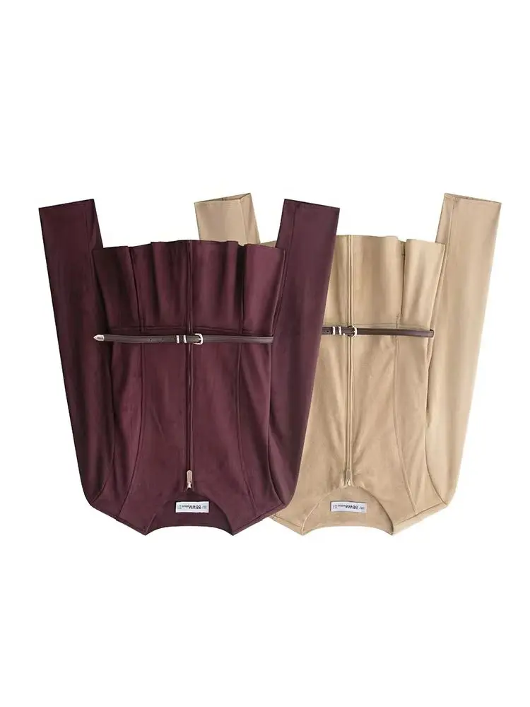 

HH женские куртки с круглым вырезом и длинными рукавами на молнии, пояс с украшением, замшевая юбка с подолом, женские облегающие пальто в уличном стиле