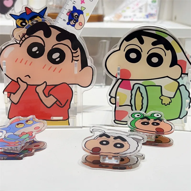 Kawaii Crayon Shin-Chans Pen Container Thickened Acrylic Transparent Pen Holder Cartoon Girl Heart Pen Holder Ins Gift For Girl