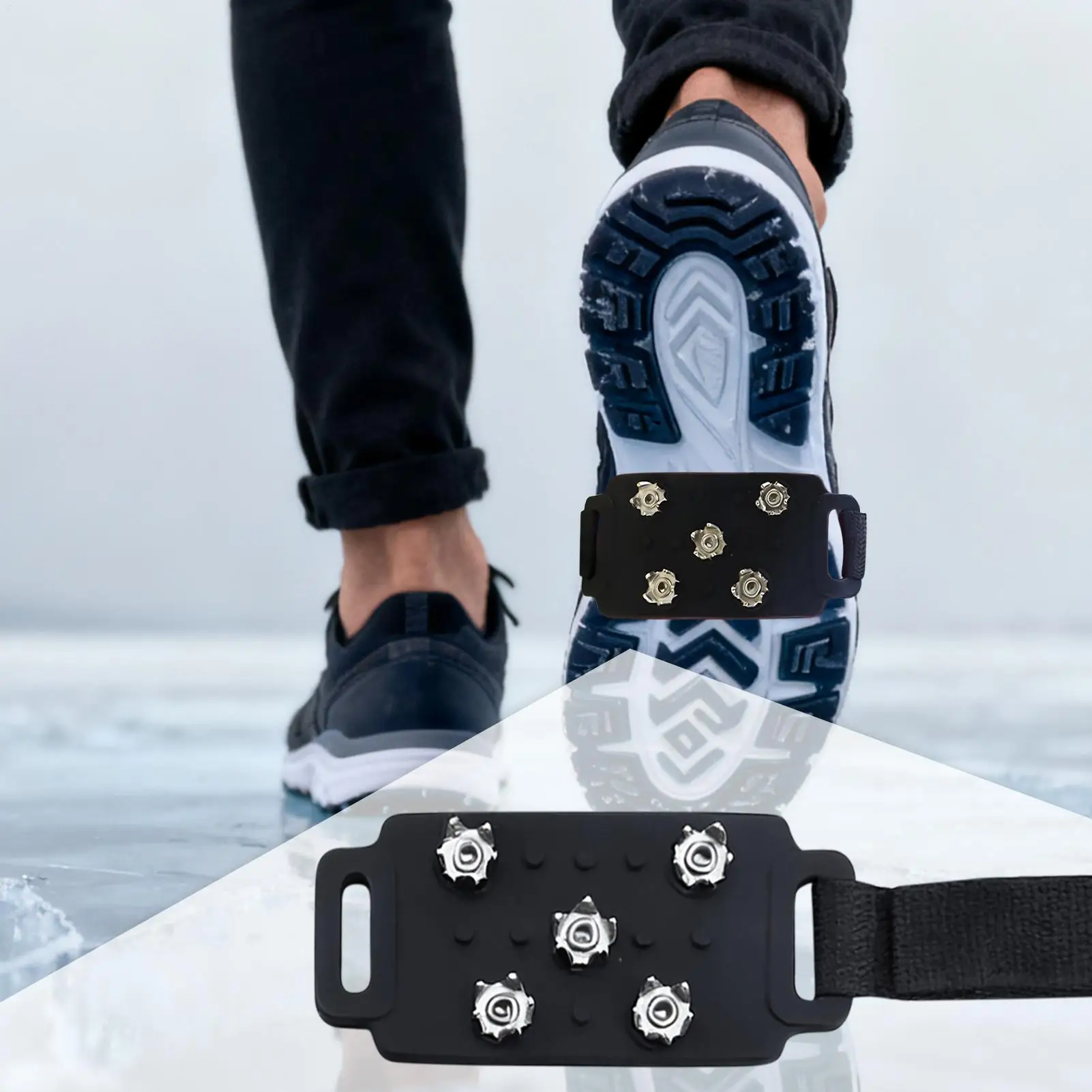Snow Spikes For Shoes Adjustable Crampons Gripper With Studs Stainless Steel Spikes Safety Overshoe For Hiking Walking Climbing