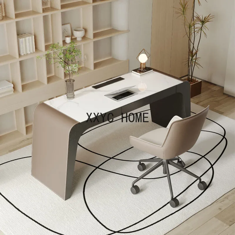 

Компьютерный дизайнерский стол Итальянский минималистский кабинет для домашнего использования Офисный стол босса Современная роскошная каменная доска Офисная мебель