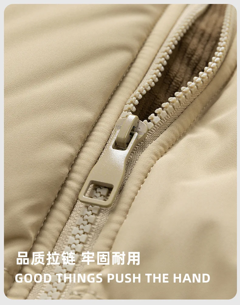 Men's Winter Thickened Cotton-Padded Jacket with Fleece Warm Cold-Proof 2025 Trendy Cotton-Padded Coat for Men