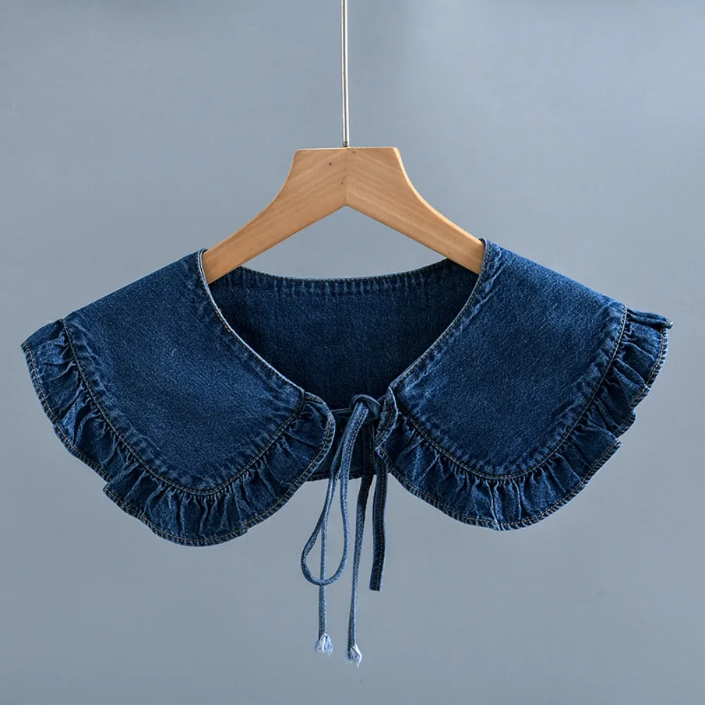 Detachable Tie Shirt Fake Collar Cute Clothing Accessories Ruffle Shawl Collar Lolita Doll Denim Fake Shoulder Women