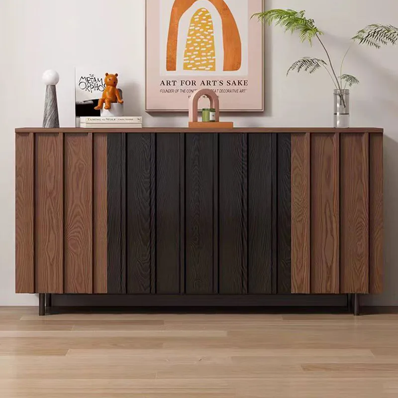 

Medieval solid wood dining side cabinet American restaurant partition ancient rhyme decoration integrated storage cabinet agains