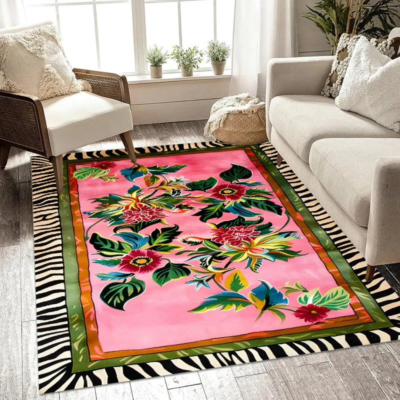 

1pc Creative Flower Plant Pattern Rug Soft, Area Carpet, Spring Decor for Living Room, Bedroom, Study, Balcony, Machine Washable