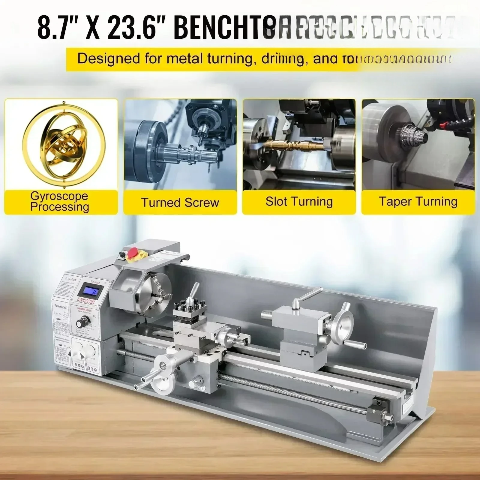 Lathe Machine Metal 1100W  Brushless Motor 38mm Spindle Lather 220X600 Mini Lathe Machine LED Screen Display Turning lathe