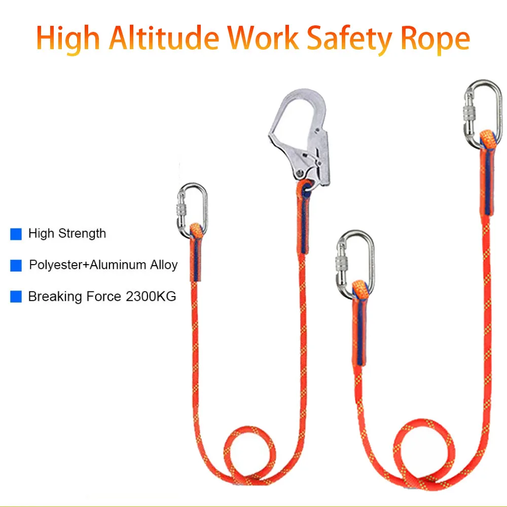 High Altitude Work Safety Belt Rope Hook Electrician Protective Safety Harness Rope Wear Resistant Anti Fall Buffer Safety Rope