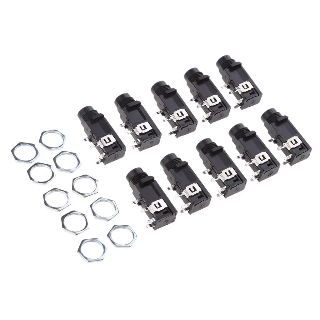 Stereo Audio Connector 6.35 Mm Female PCB Mount Jack Plastic Socket for Amplifier Recording Studio Use