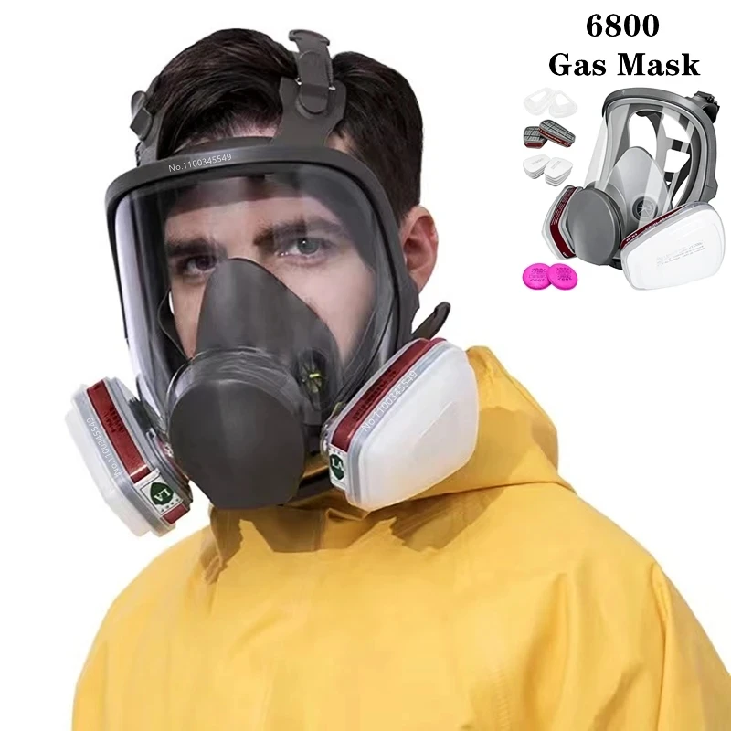 Imagem -01 - Rosto Cheio Proteção Química Respirador Máscara de Gás Pulverização Industrial Poeira e Segurança Filtro de Trabalho 6800 rosto cheio protecao quimica respirador mascara de gas pulverizacao industrial poeira e seguranca filtro de trabalho 6800 01