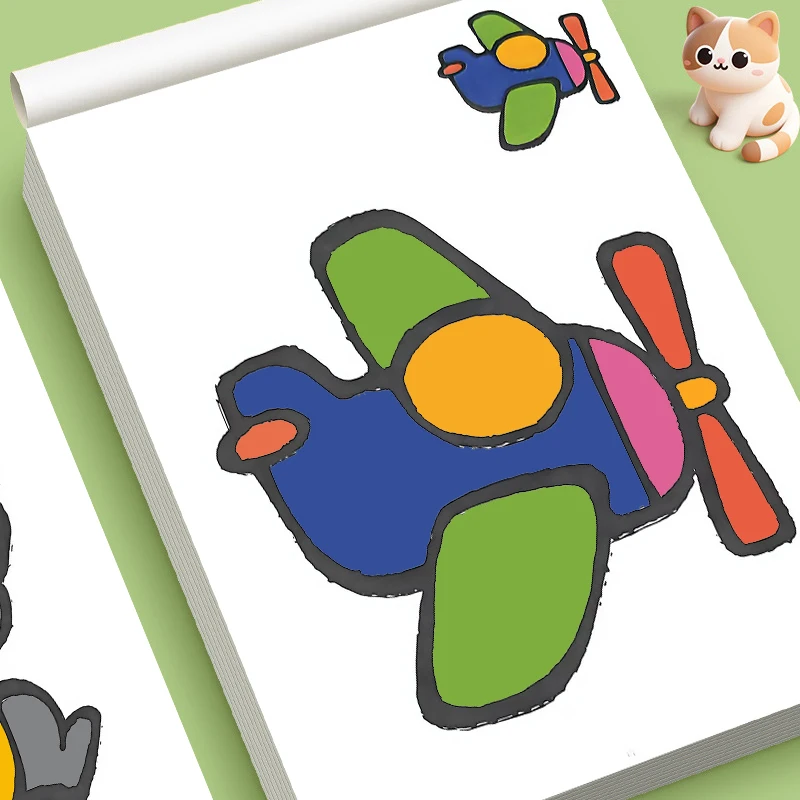 32 Pages Kids Preschool Coloring Workbook with Various Lovely Cartoon Patterns, Creative Stress-Relief Painting Book
