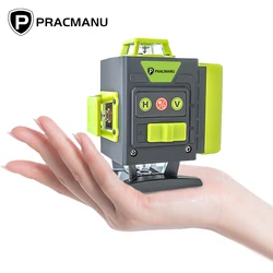 Pracmanu 4D 16 Lines Mini Laser Level 360 Self-Leveling Horizontal and Vertical Cross Green Line Laser Level with Remote Control