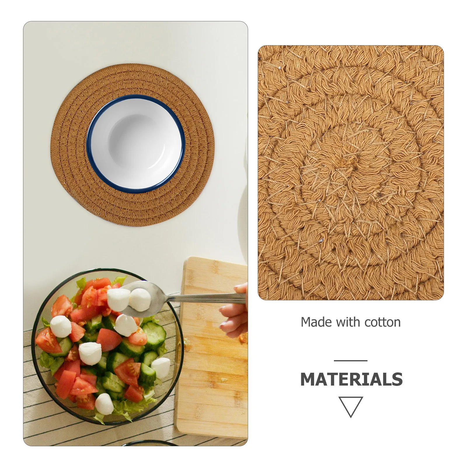 

6pcs Cotton Coasters Round Woven Drink Coasters For Hot Cold Drinks Table Protection Home Office Cafe Decor Kitchen Bar