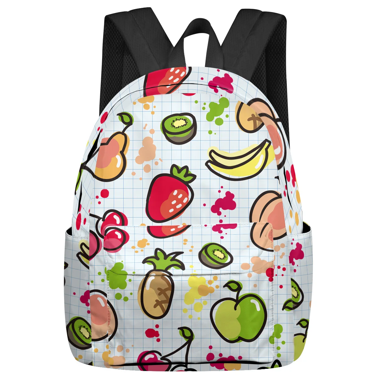 

Fruit Cherry Peach Kiwi Colorful Large Capacity Backpack Men Laptop Bags High School Teen College Girl Student Mochila