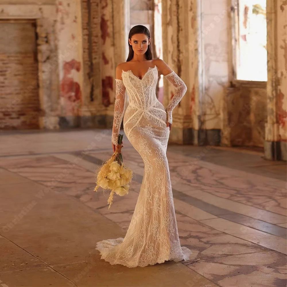 Роскошные свадебные платья с открытыми плечами, сексуальные очаровательные свадебные платья с трубой, помолвочные банкетные платья Vestidos De Novias по индивидуальному заказу