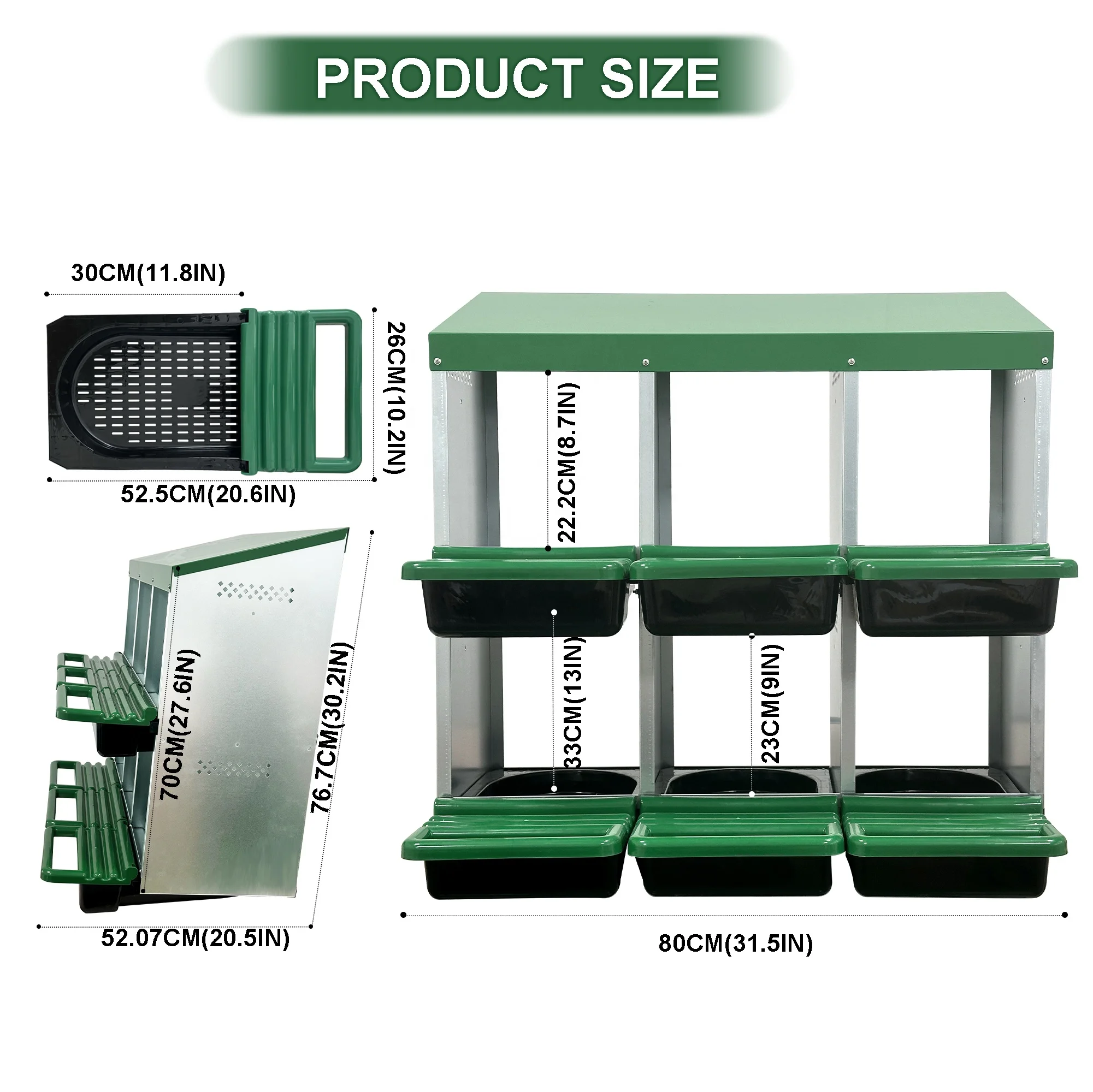 New Adjustable Double Layer 6 Compartment Chicken Nesting Box Stainless Steel Plastic Easy-to-Assemble Removable Egg Collecting