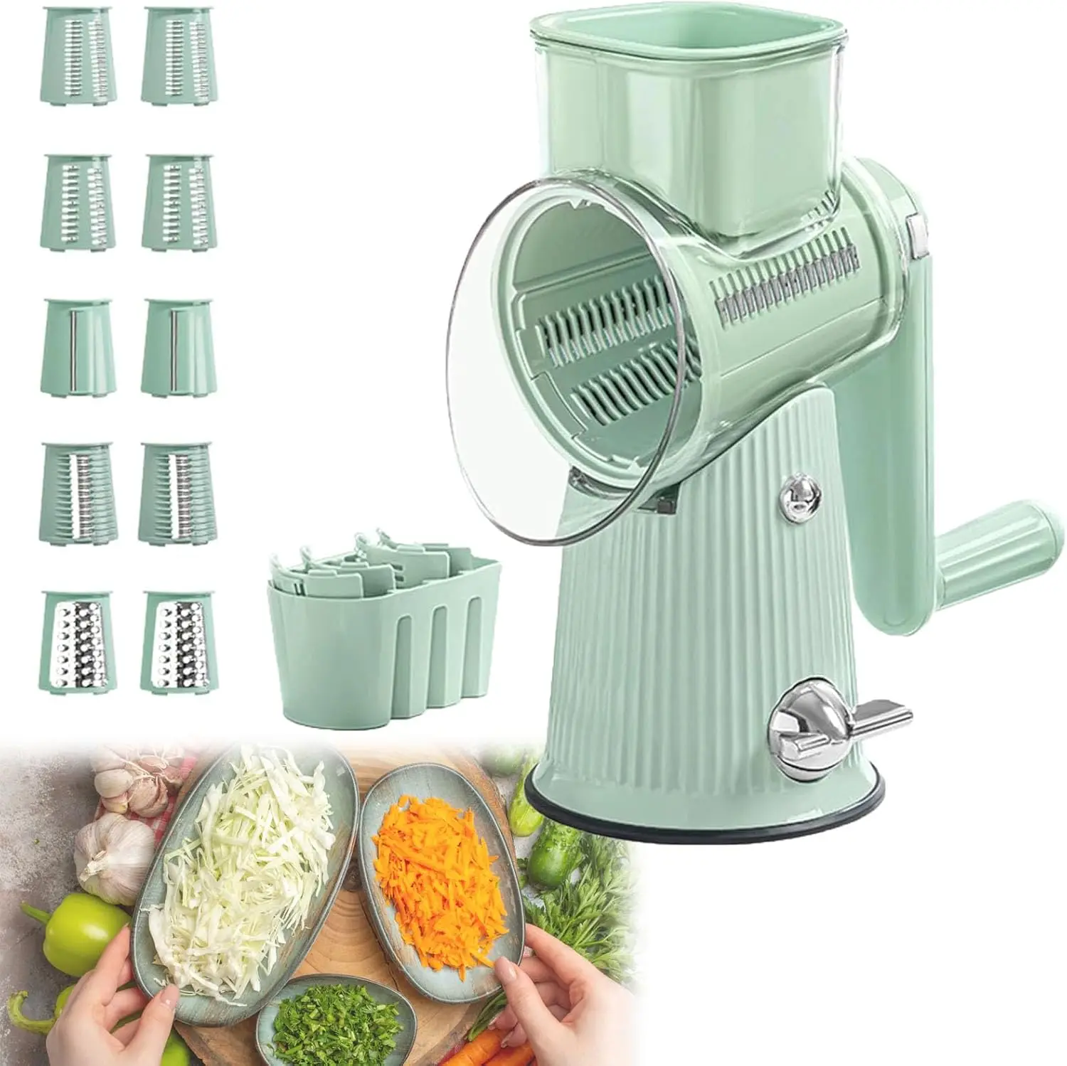 5 In 1 Cheese Grater Hand Crank 5 In 1 Rotary Cheese Grater Vegetable Slicer 5 In 1 Rotary Cheese Grater 5 Blades