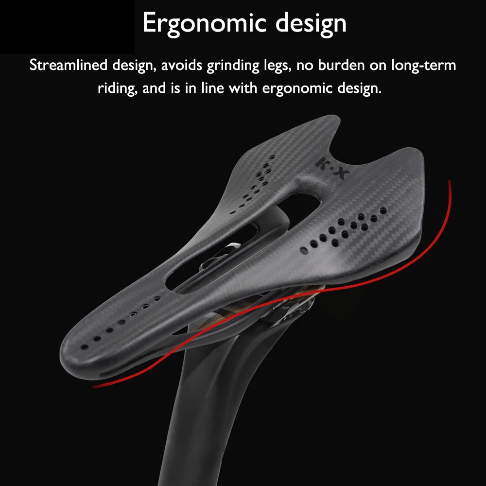 

K.X Ultralight Full Carbon Bike Saddle 124x244mm/134*244mm 7x9cm MTB Gravel Road Cycling Dual-Track Hollow Racing Seat
