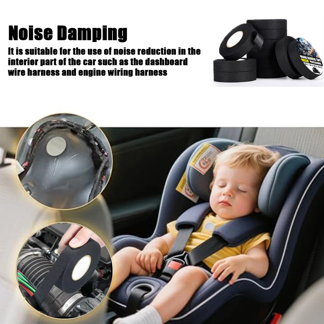 Automotive Cloth Tape High Temp Electrical Insulating Tape Waterproof Soundproof Wiring Harness Tape for Car Cable Protection